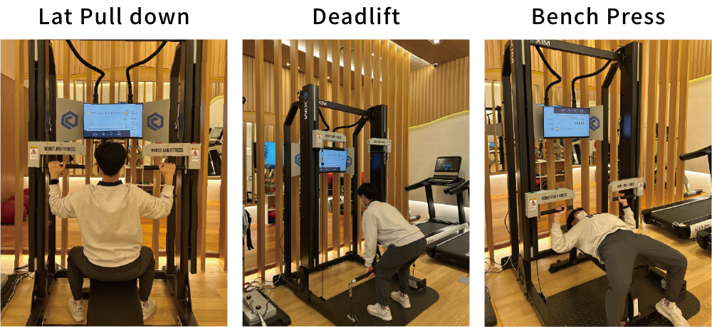 ラットブルダウンとデッドリフトとベンチプレストレーニングを行っている画像